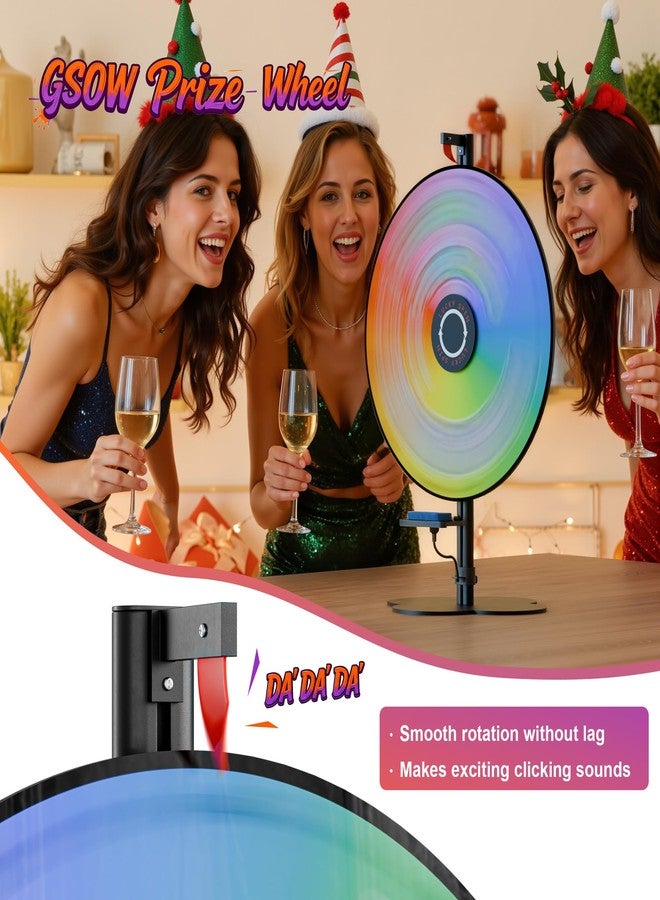 GSOW Prize Wheel, 24 Inch Tabletop Spinning Wheel for Prizes with Stand, Heavy Duty Spinner Wheel of Fortune with 12 Slot & Dry Eraser & Markers, Spin Wheel for Carnival, Family Games, Party Games - Image 3